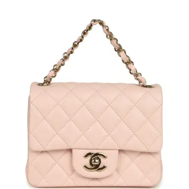 Chanel Chanel Mini Classic Square Flap Bag Pink Lambskin Gold Hardware | Thumbnail 7
