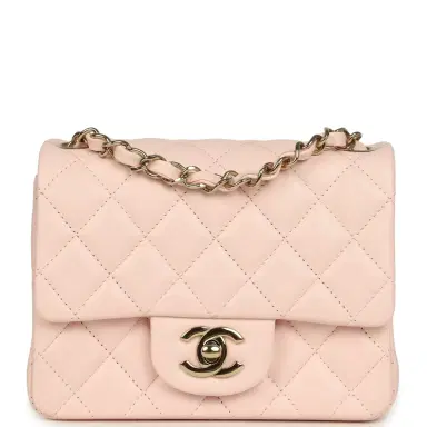 Chanel Chanel Mini Classic Square Flap Bag Pink Lambskin Gold Hardware | Thumbnail 1