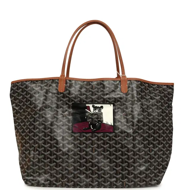 goyard Goyard Goyardine "Hulot Dog" Black and Brown Saint Louis GM Tote Bag Palladium Hardware