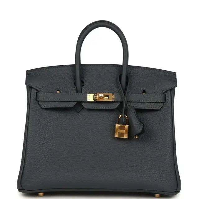 hermes Hermes Birkin 25 Gris Misty Togo Gold Hardware
