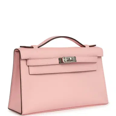 HERMÈS Hermes Kelly Pochette Rose Sakura Swift Palladium Hardware | Thumbnail 2