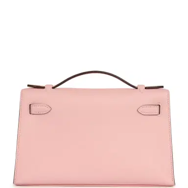 HERMÈS Hermes Kelly Pochette Rose Sakura Swift Palladium Hardware | Thumbnail 4
