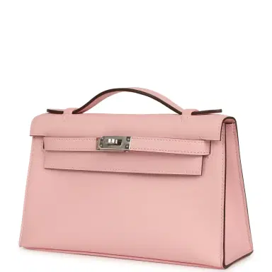 HERMÈS Hermes Kelly Pochette Rose Sakura Swift Palladium Hardware | Thumbnail 5