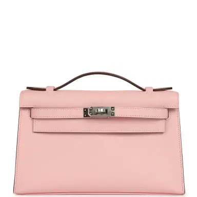 HERMÈS Hermes Kelly Pochette Rose Sakura Swift Palladium Hardware | Thumbnail 1