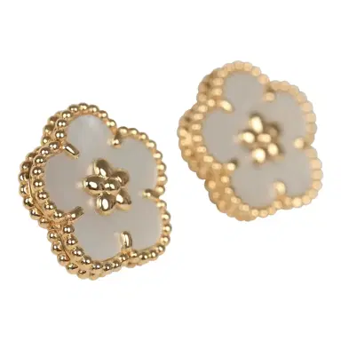 Van Cleef & Arpels Van Cleef & Arpels Lucky Spring Plum Blossom Earrings White Mother of Pearl 18K Yellow Gold | Thumbnail 2