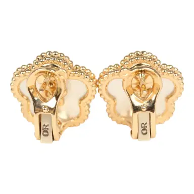 Van Cleef & Arpels Van Cleef & Arpels Lucky Spring Plum Blossom Earrings White Mother of Pearl 18K Yellow Gold | Thumbnail 3