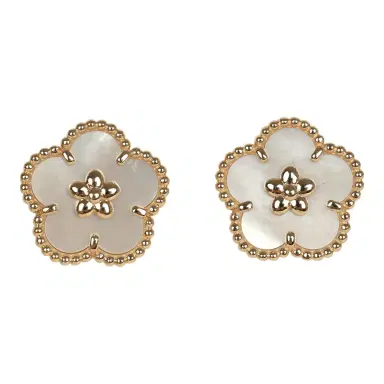 Van Cleef & Arpels Van Cleef & Arpels Lucky Spring Plum Blossom Earrings White Mother of Pearl 18K Yellow Gold | Thumbnail 1
