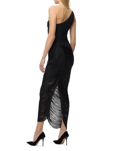 Hervé Léger Women's The Tyra Fringe One-Shoulder Gown - Black - Size Small | Thumbnail 5 Hervé Léger Women's The Tyra Fringe One-Shoulder Gown - Black - Size Small | Thumbnail 5