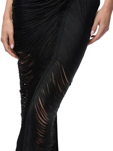 Hervé Léger Women's The Tyra Fringe One-Shoulder Gown - Black - Size Small | Thumbnail 8 Hervé Léger Women's The Tyra Fringe One-Shoulder Gown - Black - Size Small | Thumbnail 8