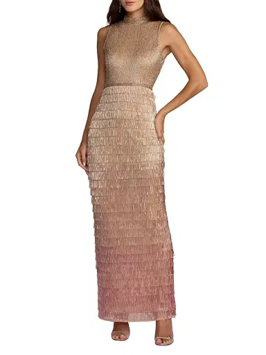 Mac Duggal Women's Beaded Fringed Column Gown - Pink Ombre - Size 14 | Thumbnail 1 Mac Duggal Women's Beaded Fringed Column Gown - Pink Ombre - Size 14 | Thumbnail 1