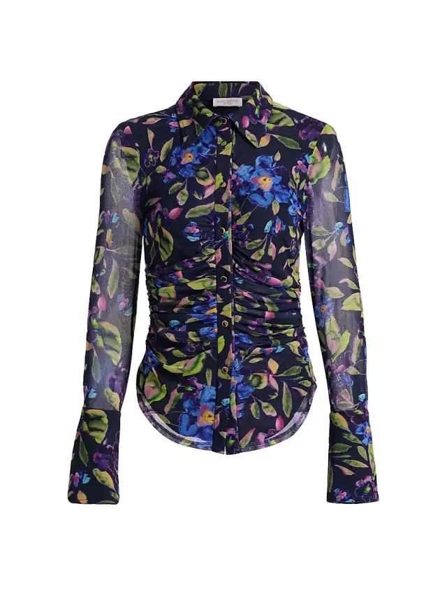 Ramy Brook Women's Talisa Floral Shirt - Navy Floral Mesh