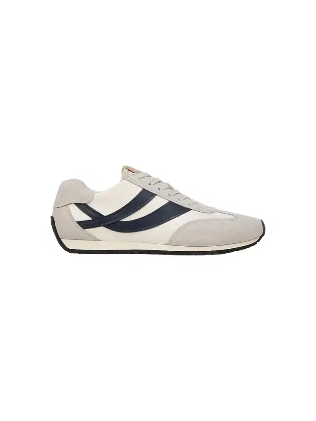 Vince Men's Oasis Leather & Suede Low-Top Sneakers - Milk Horchata Spruce Blue
