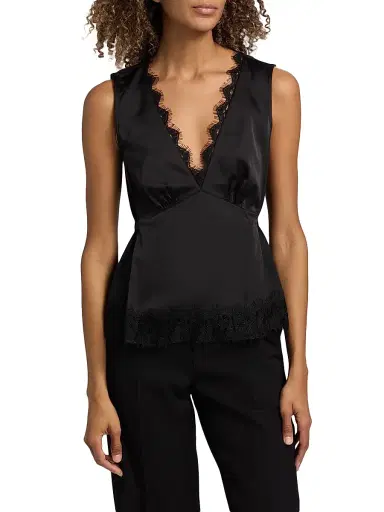 3.1 Phillip Lim Women's Satin Lace Tie Waist Top - Black - Size Large | Thumbnail 3 3.1 Phillip Lim Women's Satin Lace Tie Waist Top - Black - Size Large | Thumbnail 3