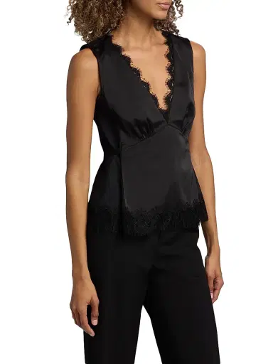3.1 Phillip Lim Women's Satin Lace Tie Waist Top - Black - Size Large | Thumbnail 4 3.1 Phillip Lim Women's Satin Lace Tie Waist Top - Black - Size Large | Thumbnail 4