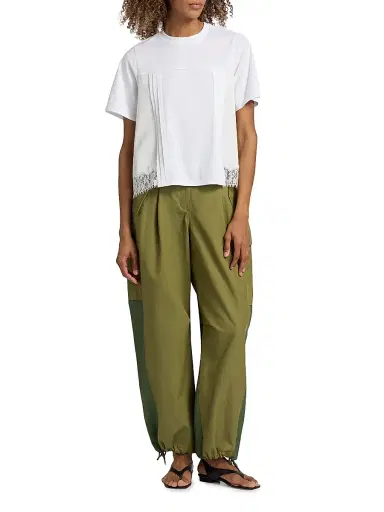 3.1 Phillip Lim Women's Satin & Lace Mixed-Media T-Shirt - White - Size Large | Thumbnail 2