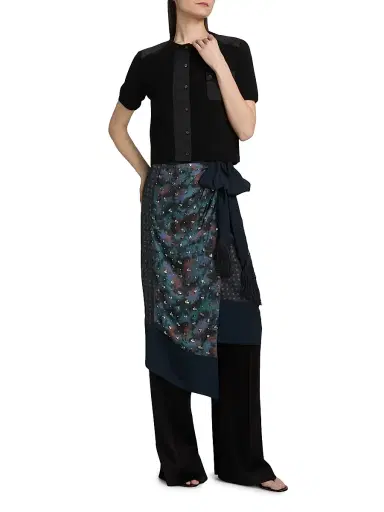 3.1 Phillip Lim Women's Wool Short Sleeve Cardigan - Black - Size Large | Thumbnail 2