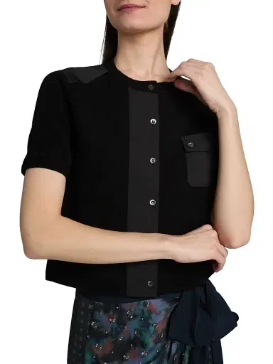 3.1 Phillip Lim Women's Wool Short Sleeve Cardigan - Black - Size Large | Thumbnail 6