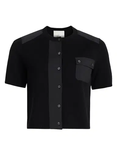 3.1 Phillip Lim Women's Wool Short Sleeve Cardigan - Black - Size Large | Thumbnail 1