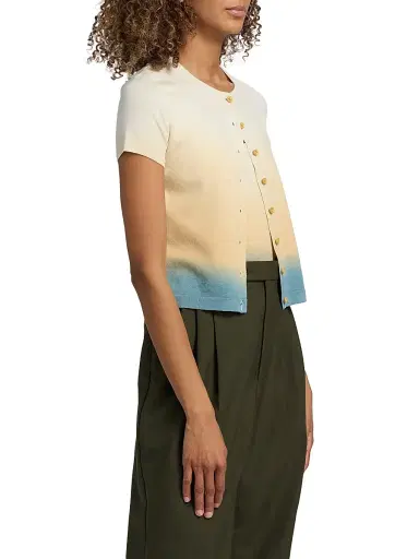 3.1 Phillip Lim Women's Dip-Dye Short-Sleeve Cardigan - Storm Canyon Multi - Size Large | Thumbnail 4