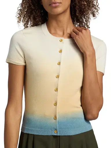 3.1 Phillip Lim Women's Dip-Dye Short-Sleeve Cardigan - Storm Canyon Multi - Size Large | Thumbnail 6