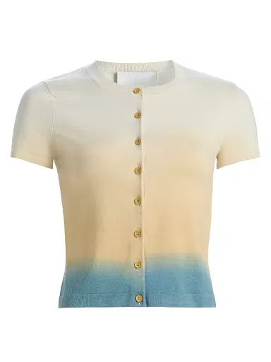 3.1 Phillip Lim Women's Dip-Dye Short-Sleeve Cardigan - Storm Canyon Multi - Size Large | Thumbnail 1