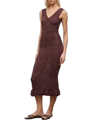 STAUD Women's Roan Crochet Midi-Dress - Root | Thumbnail 3