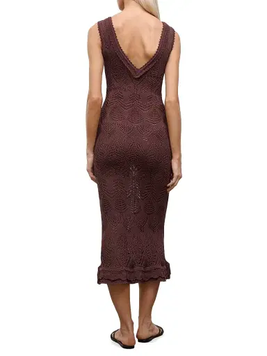 STAUD Women's Roan Crochet Midi-Dress - Root | Thumbnail 4