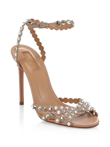 Aquazzura Women's Tequila Crystal-Embellished Leather Sandals - Powder Pink | Thumbnail 2 Aquazzura Women's Tequila Crystal-Embellished Leather Sandals - Powder Pink | Thumbnail 2