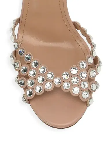 Aquazzura Women's Tequila Crystal-Embellished Leather Sandals - Powder Pink | Thumbnail 4 Aquazzura Women's Tequila Crystal-Embellished Leather Sandals - Powder Pink | Thumbnail 4