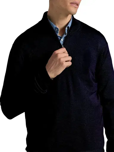 Saks Fifth Avenue Men's Wool-Cashmere Quarter-Zip Sweater - Navy | Thumbnail 6 Saks Fifth Avenue Men's Wool-Cashmere Quarter-Zip Sweater - Navy | Thumbnail 6