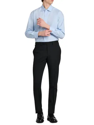 Kiton Men's Stretch-Cotton Slim-Fit Trousers - Black - Size 42 | Thumbnail 5