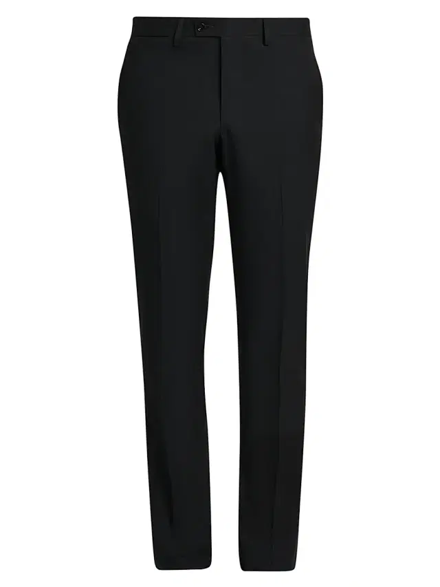 Men's Stretch-Cotton Slim-Fit Trousers - Black