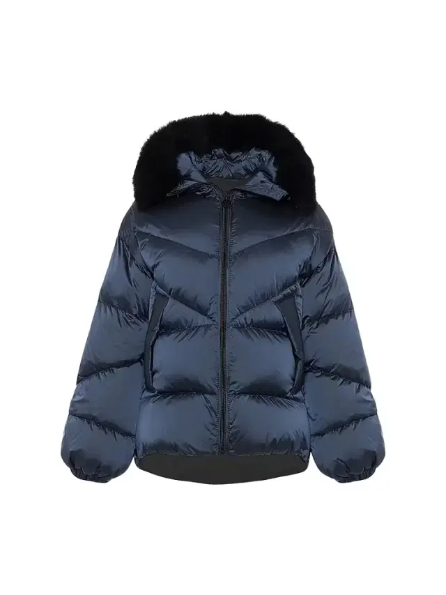 Gorski Women's Apres-Ski Jacket with Detachable Toscana Shearling Lamb Hood Trim - Ocean Blue