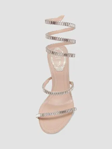 René Caovilla Women's Spark Cleo 105MM Leather Wrap Sandals - Beige Satin Crystal | Thumbnail 4 René Caovilla Women's Spark Cleo 105MM Leather Wrap Sandals - Beige Satin Crystal | Thumbnail 4