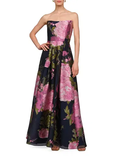 Kay Unger Women's Willow Floral Metallic Organza Gown - Azalea Pink - Size 16 | Thumbnail 3 Kay Unger Women's Willow Floral Metallic Organza Gown - Azalea Pink - Size 16 | Thumbnail 3