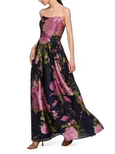 Kay Unger Women's Willow Floral Metallic Organza Gown - Azalea Pink - Size 16 | Thumbnail 4 Kay Unger Women's Willow Floral Metallic Organza Gown - Azalea Pink - Size 16 | Thumbnail 4