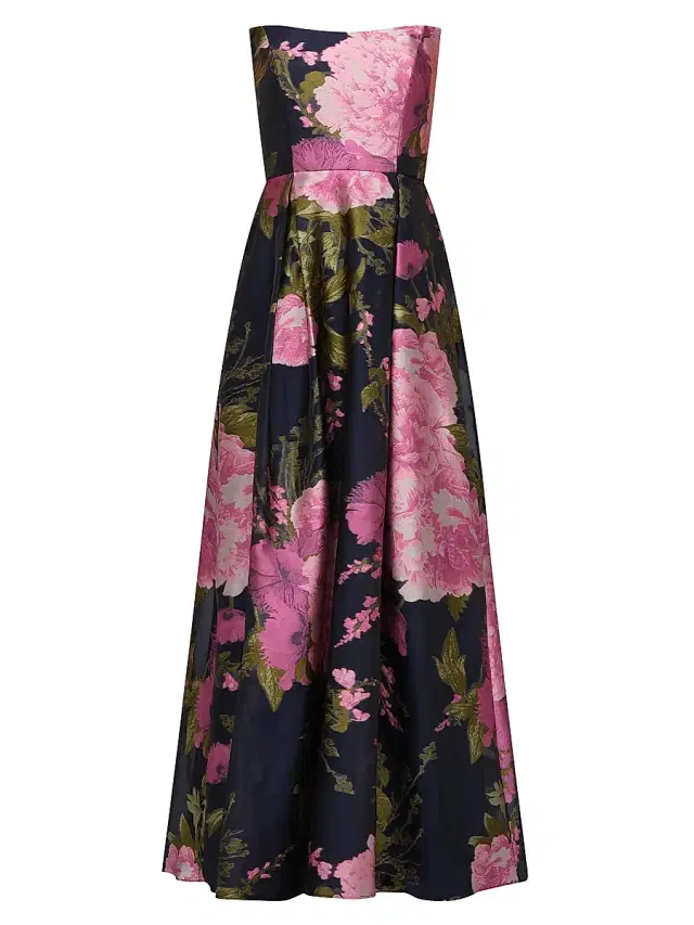 Kay Unger Women's Willow Floral Metallic Organza Gown - Azalea Pink