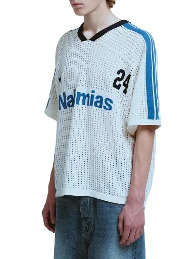 Nahmias Men's Cotton Knit Soccer Jersey - Egg White | Thumbnail 2