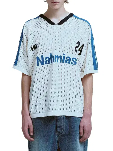 Nahmias Men's Cotton Knit Soccer Jersey - Egg White | Thumbnail 1