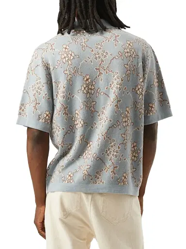 Corridor Men's Trellis Knit Cotton Shirt - Light Blue - Size Small | Thumbnail 3 Corridor Men's Trellis Knit Cotton Shirt - Light Blue - Size Small | Thumbnail 3