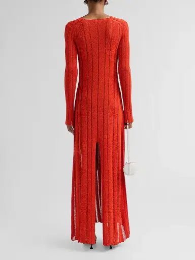 Proenza Schouler Women's Maelle Drop Needle Tweed Maxi Dress - Red Multi - Size Large | Thumbnail 3 Proenza Schouler Women's Maelle Drop Needle Tweed Maxi Dress - Red Multi - Size Large | Thumbnail 3