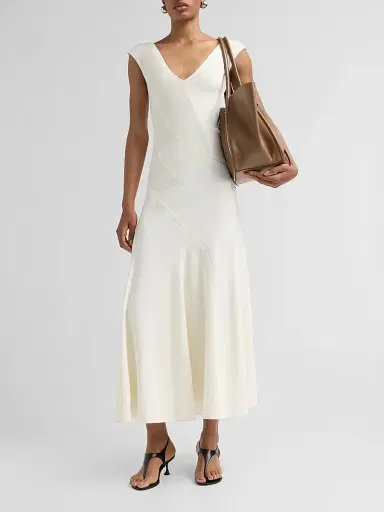 Proenza Schouler Women's Romana Double-Face Crepe Midi-Dress - Alabaster - Size 12 | Thumbnail 2