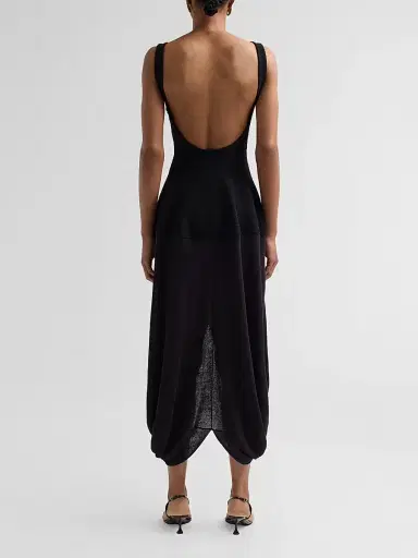 Proenza Schouler Women's Sukki Draped Petal-Skirt Dress - Black - Size Large | Thumbnail 3