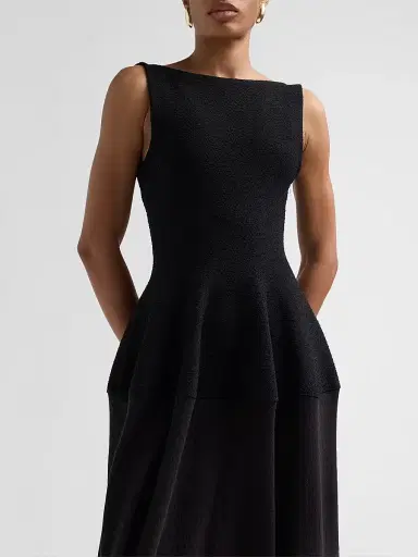 Proenza Schouler Women's Sukki Draped Petal-Skirt Dress - Black - Size Large | Thumbnail 5