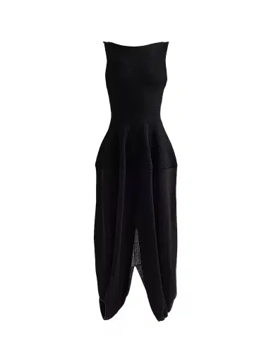 Proenza Schouler Women's Sukki Draped Petal-Skirt Dress - Black - Size Large | Thumbnail 1