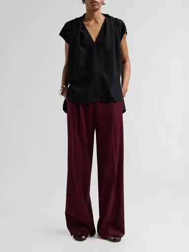 Proenza Schouler Women's Ranli Double-Faced Crepe Top - Black - Size 12 | Thumbnail 2
