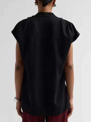 Proenza Schouler Women's Ranli Double-Faced Crepe Top - Black - Size 12 | Thumbnail 3