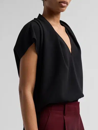 Proenza Schouler Women's Ranli Double-Faced Crepe Top - Black - Size 12 | Thumbnail 5