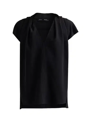 Proenza Schouler Women's Ranli Double-Faced Crepe Top - Black - Size 12 | Thumbnail 1