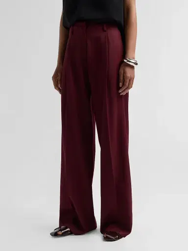 Proenza Schouler Women's Halima Wool Gabardine Pants - Oxblood - Size 10 | Thumbnail 4 Proenza Schouler Women's Halima Wool Gabardine Pants - Oxblood - Size 10 | Thumbnail 4